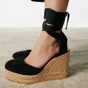 NWT Zara Crocheted Lace Up Wedge Sandal Size 11